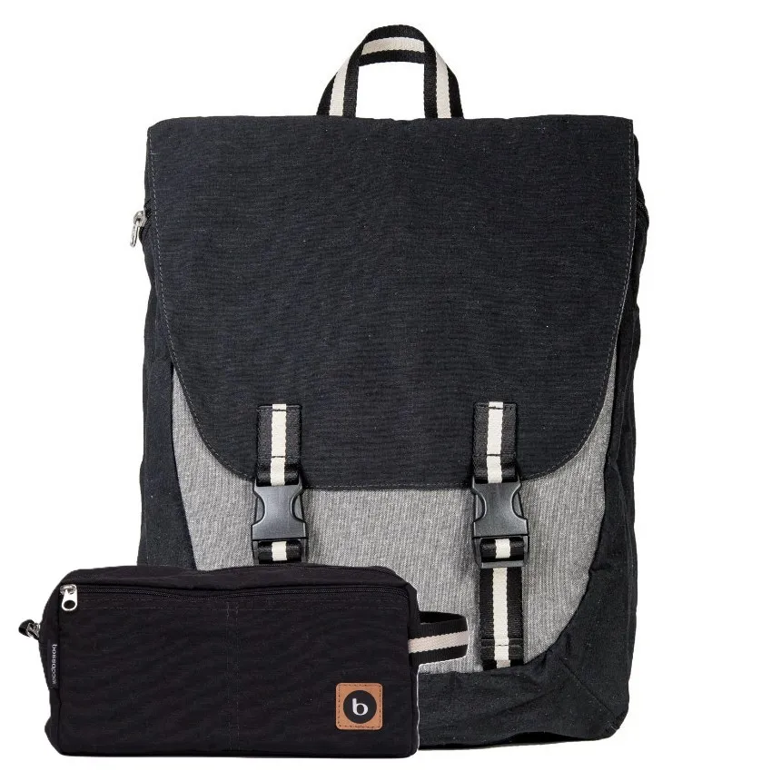 Mochila Simca Preta-Cinza + Nécessaire